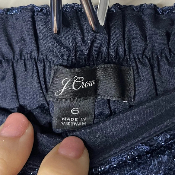 NWT J. CREW Navy Blue Metallic Floral Party Holiday Lace Overlay 2 Piece Set - Picture 6 of 16